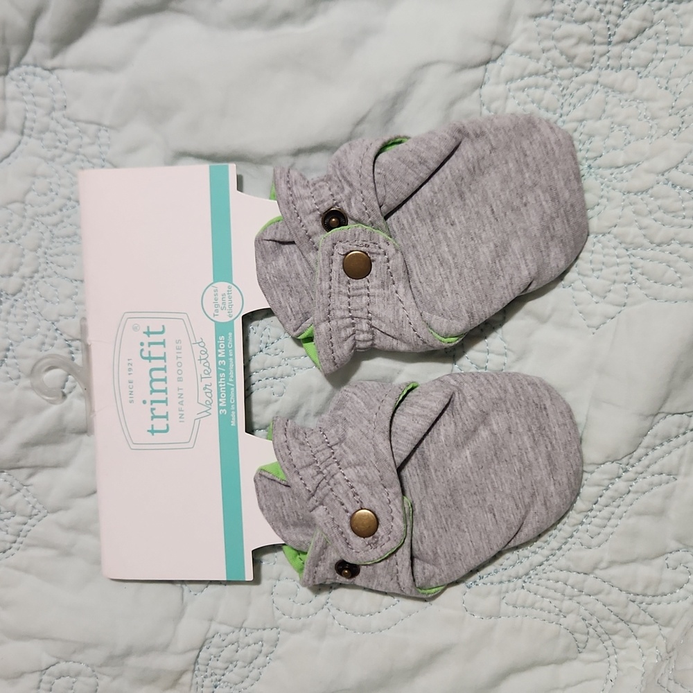 Trimfit Cotton Infant Booties Adjustable Snap Closure Baby 3 Months